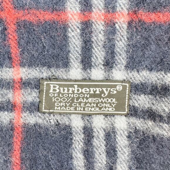 Burberry Scarf Wool Authentic Navy Plaid Nova Check Winter Fringe Lambswool - Picture 2 of 5